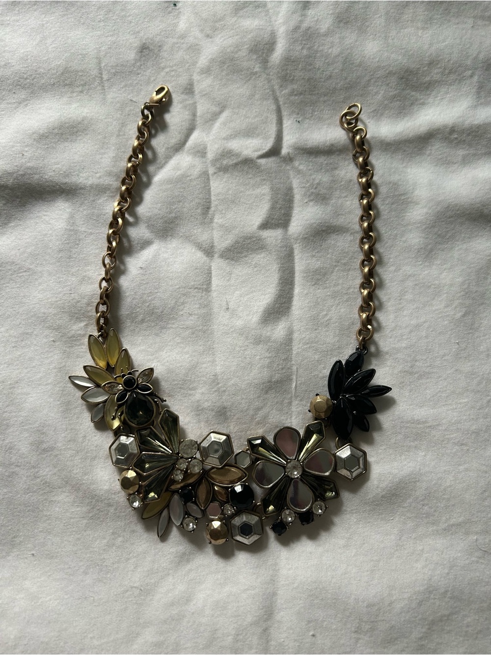 Banana Republic Black, Gold Floral Statement Necklace